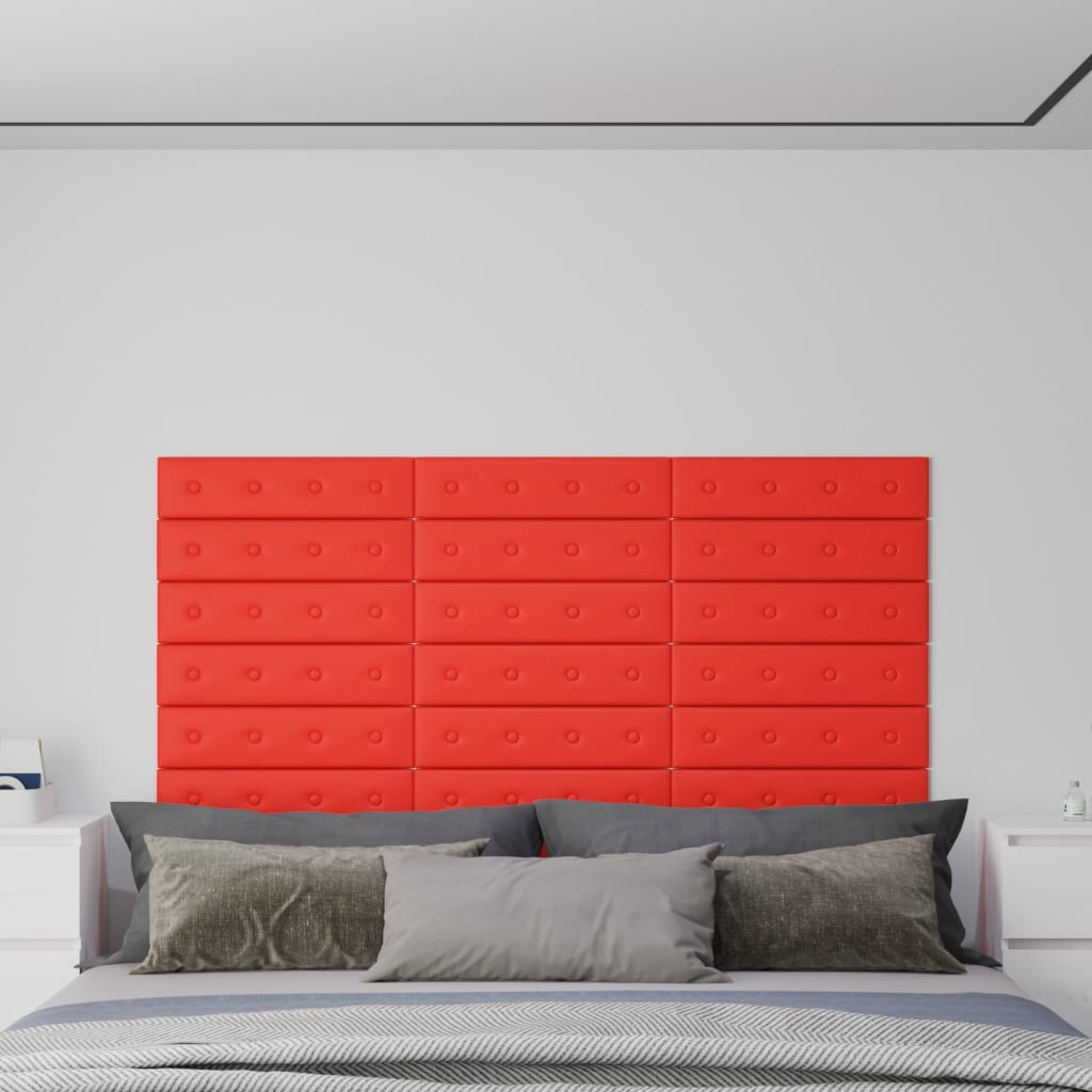 Paneles de pared Vidaxl 12 ST 1.08 m² 60x15 cm de cuero artificial rojo