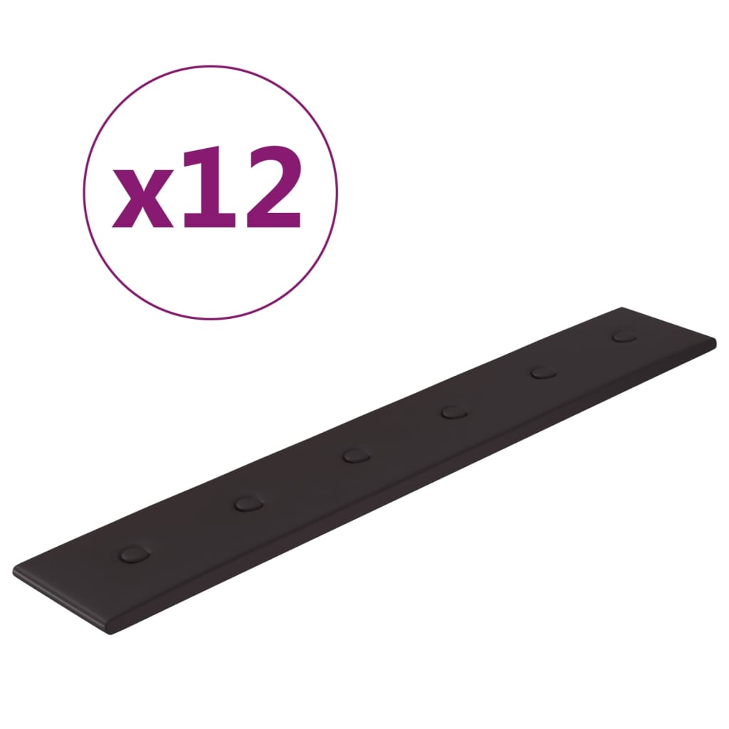 Vidaxl väggpaneler 12 st 1,62 m² 90x15 cm konstgjorda läder svart