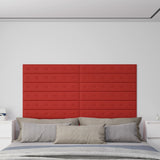 Paneles de pared Vidaxl 12 st 1.62 m² 90x15 cm de vino de cuero artificial rojo