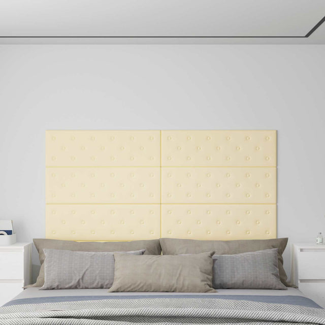 Vidaxl wandhoofdbord 12 st crème nep leer