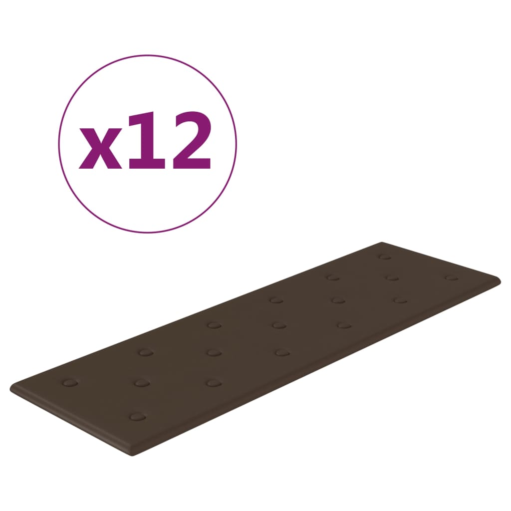 Paneles de pared Vidaxl 12 st 3.24 m² 90x30 cm de cuero artificial marrón