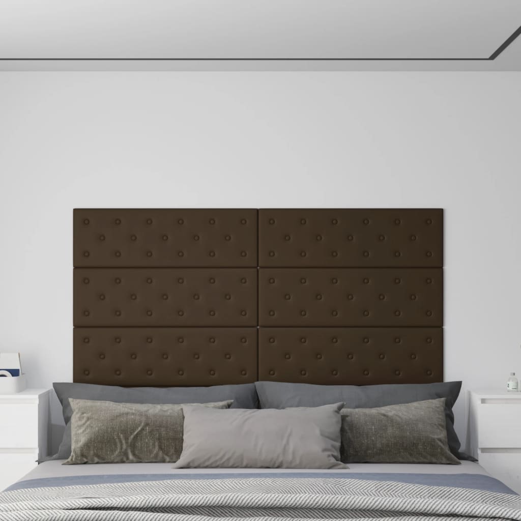 Paneles de pared Vidaxl 12 st 3.24 m² 90x30 cm de cuero artificial marrón