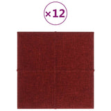 Vidaxl Wall panels 12 st 1.08 m² 30x30 cm Fabric wine red