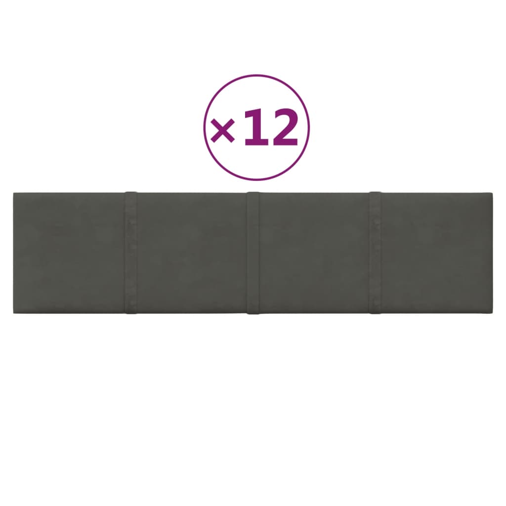 Paneles de pared Vidaxl 12 st 1.08 m² 60x15 cm Velvet Grey Dark