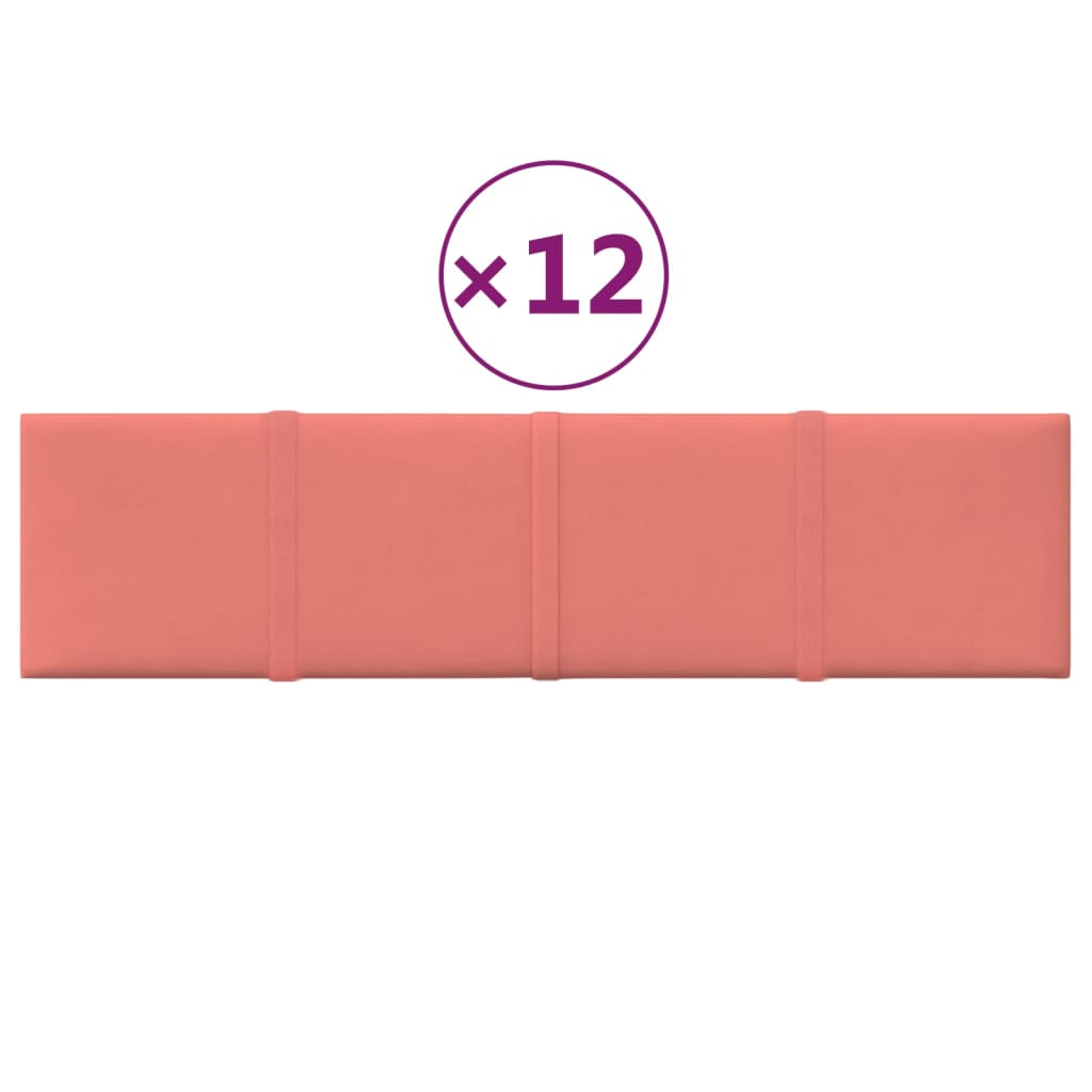 Vidaxl Wall panels 12 st 1.08 m² 60x15 cm velvet pink