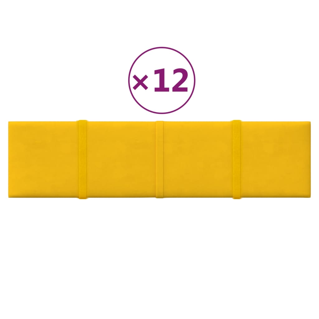 Pannelli a parete Vidaxl 12 ST 1,08 m² 60x15 cm Giallo in velluto