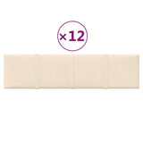 Paneles de pared Vidaxl 12 st 1.08 m² 60x15 cm de crema de terciopelo