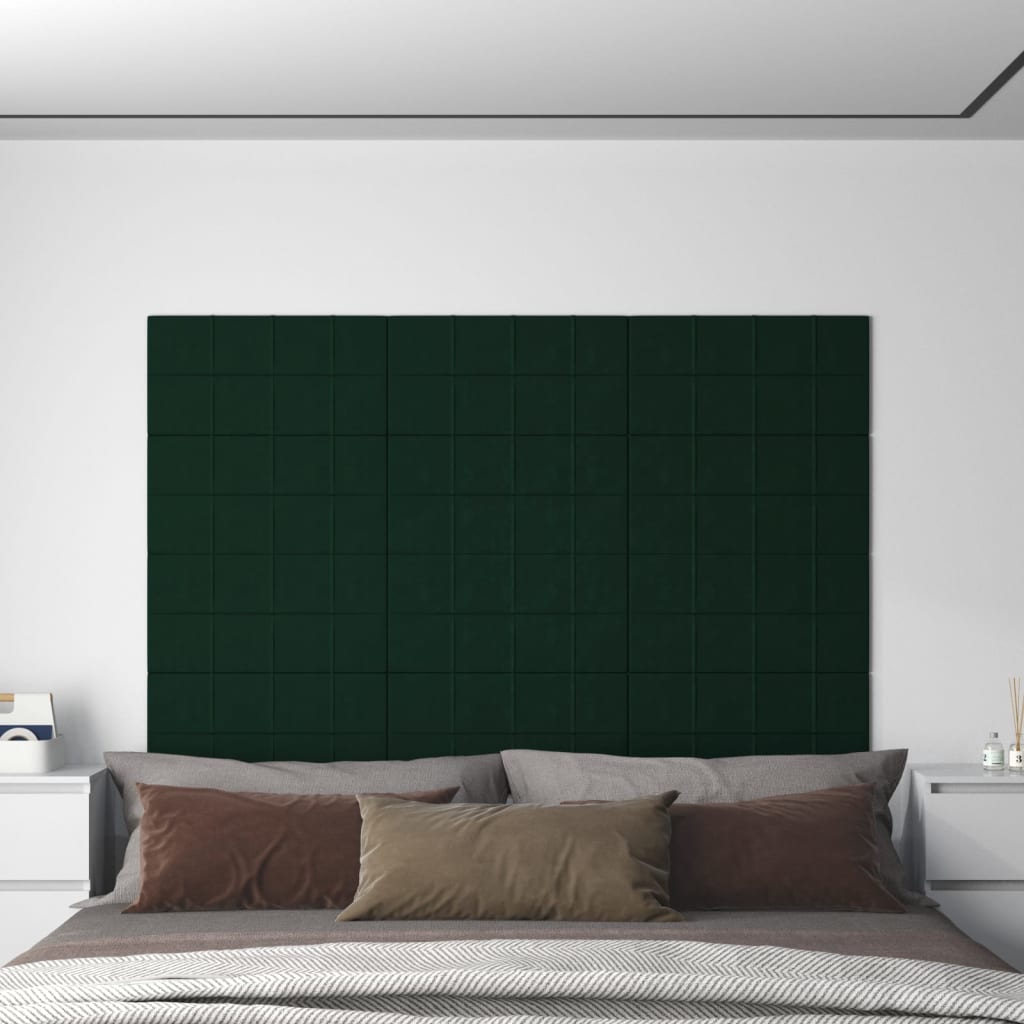 Paneles de pared Vidaxl 12 st 2.16 m² 60x30 cm Velvet verde oscuro