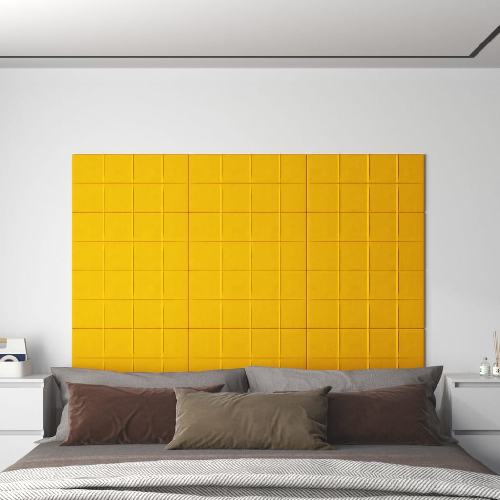 Paneles de pared Vidaxl 12 st 2.16 m² 60x30 cm Velvet amarillo