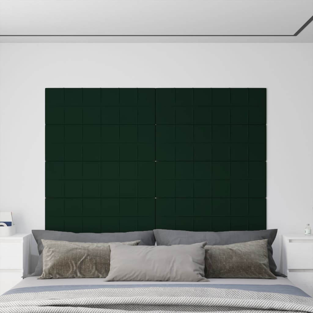 Paneles de pared Vidaxl 12 st 3.24 m² 90x30 cm Velvet verde oscuro