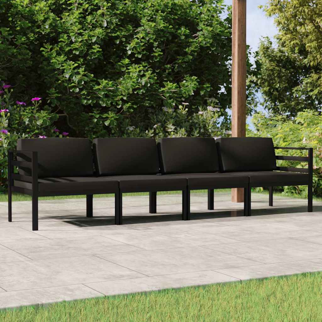 Vidaxl 4-delige loungeset met kussens aluminium antracietkleurig