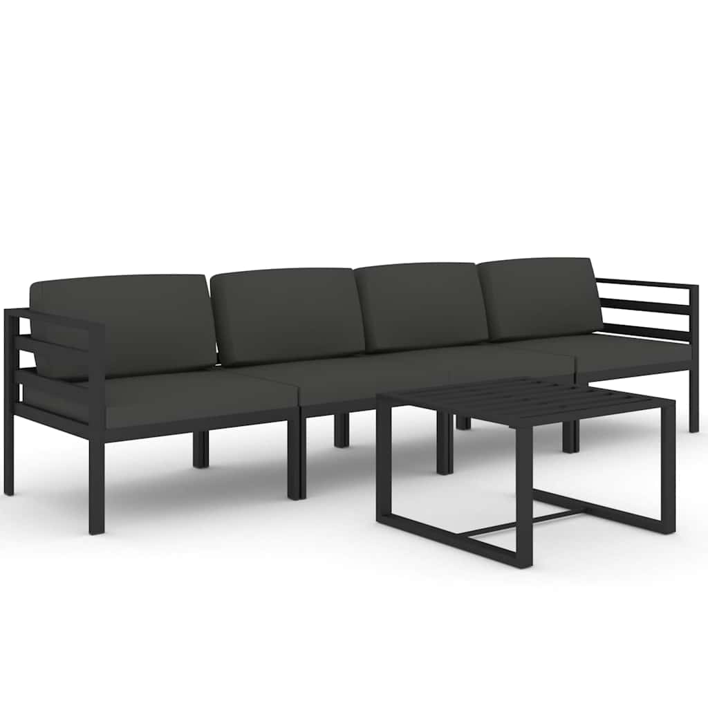 Vidaxl 5-delige loungeset met kussens aluminium antracietkleurig