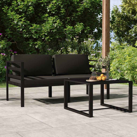 Vidaxl 3-delige loungeset met kussens aluminium antracietkleurig
