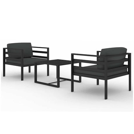 Vidaxl 3-delige loungeset met kussens aluminium antracietkleurig