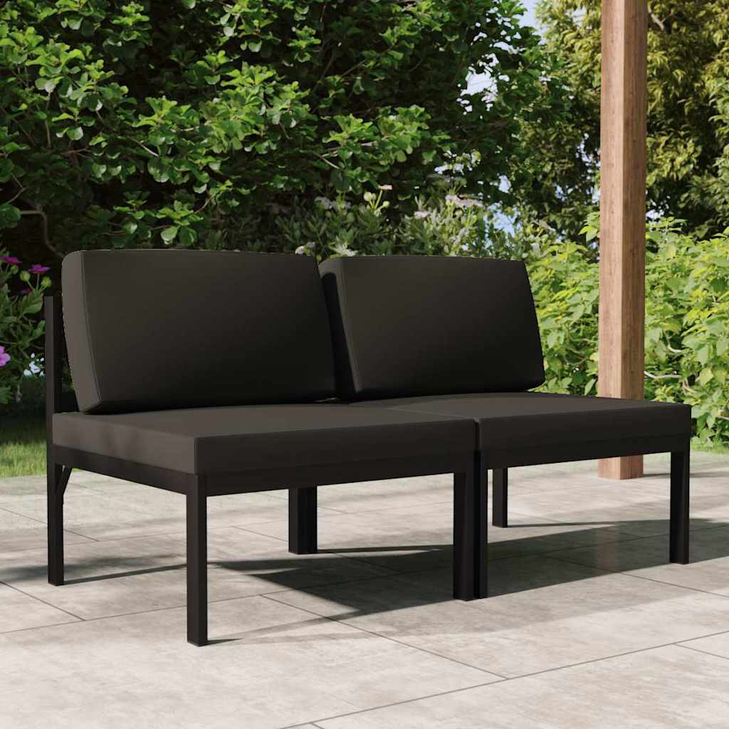 Vidaxl tuinbank 2-zits met kussens aluminium antracietkleurig