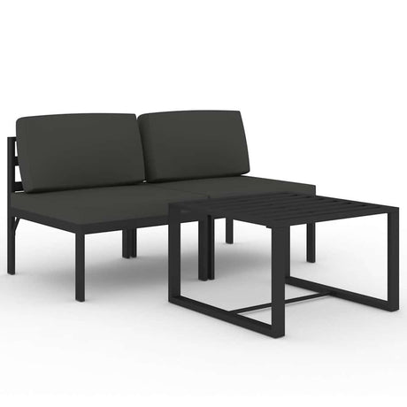Vidaxl 3-delige loungeset met kussens aluminium antracietkleurig