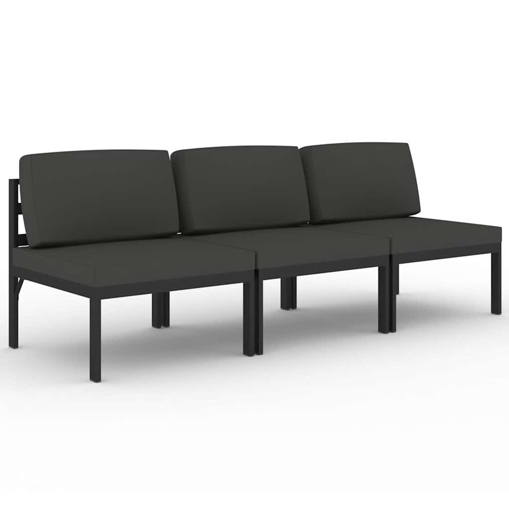 Vidaxl tuinbank 3-zits met kussens aluminium antracietkleurig