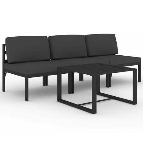 Vidaxl 4-delige loungeset met kussens aluminium antracietkleurig