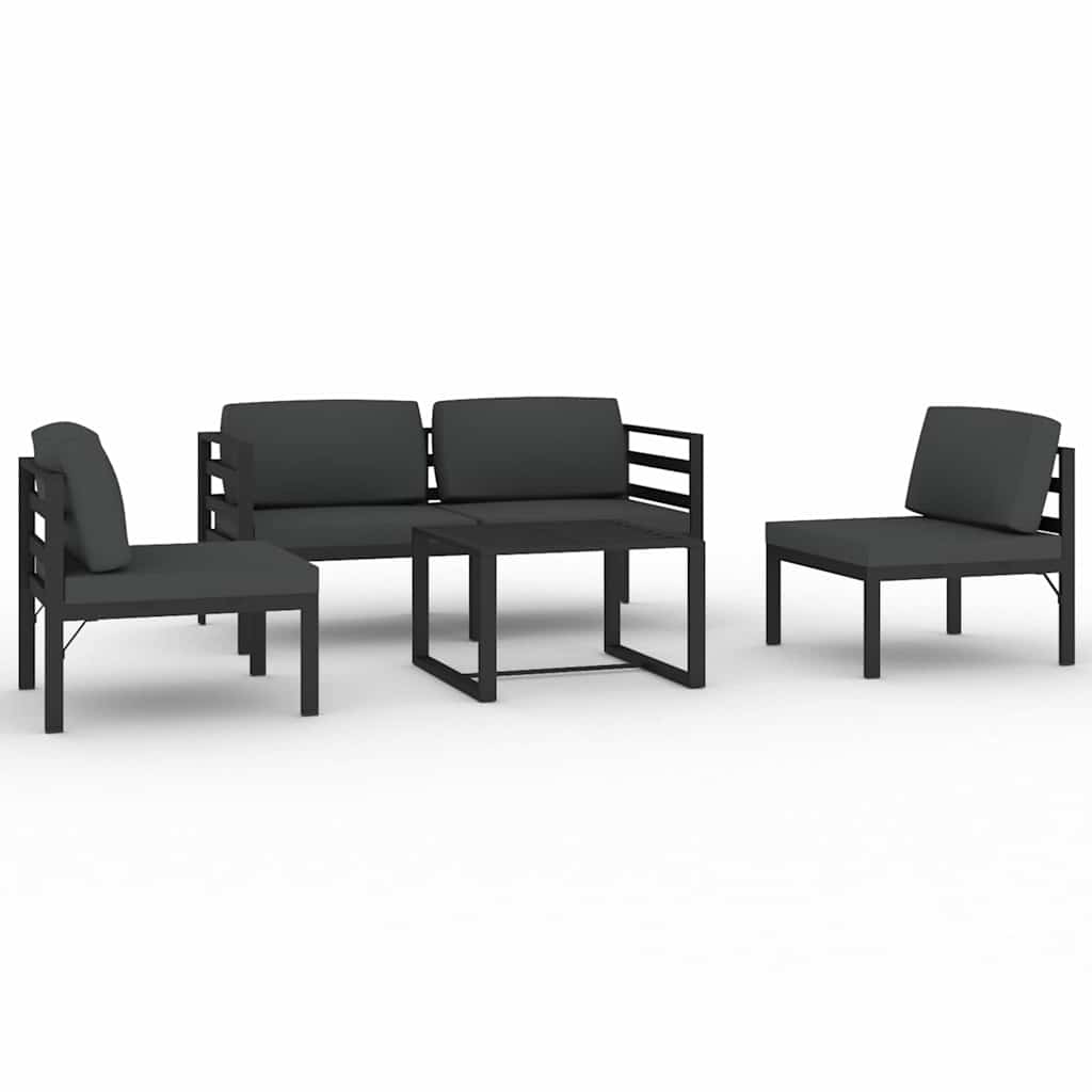 Vidaxl 5-delige loungeset met kussens aluminium antracietkleurig