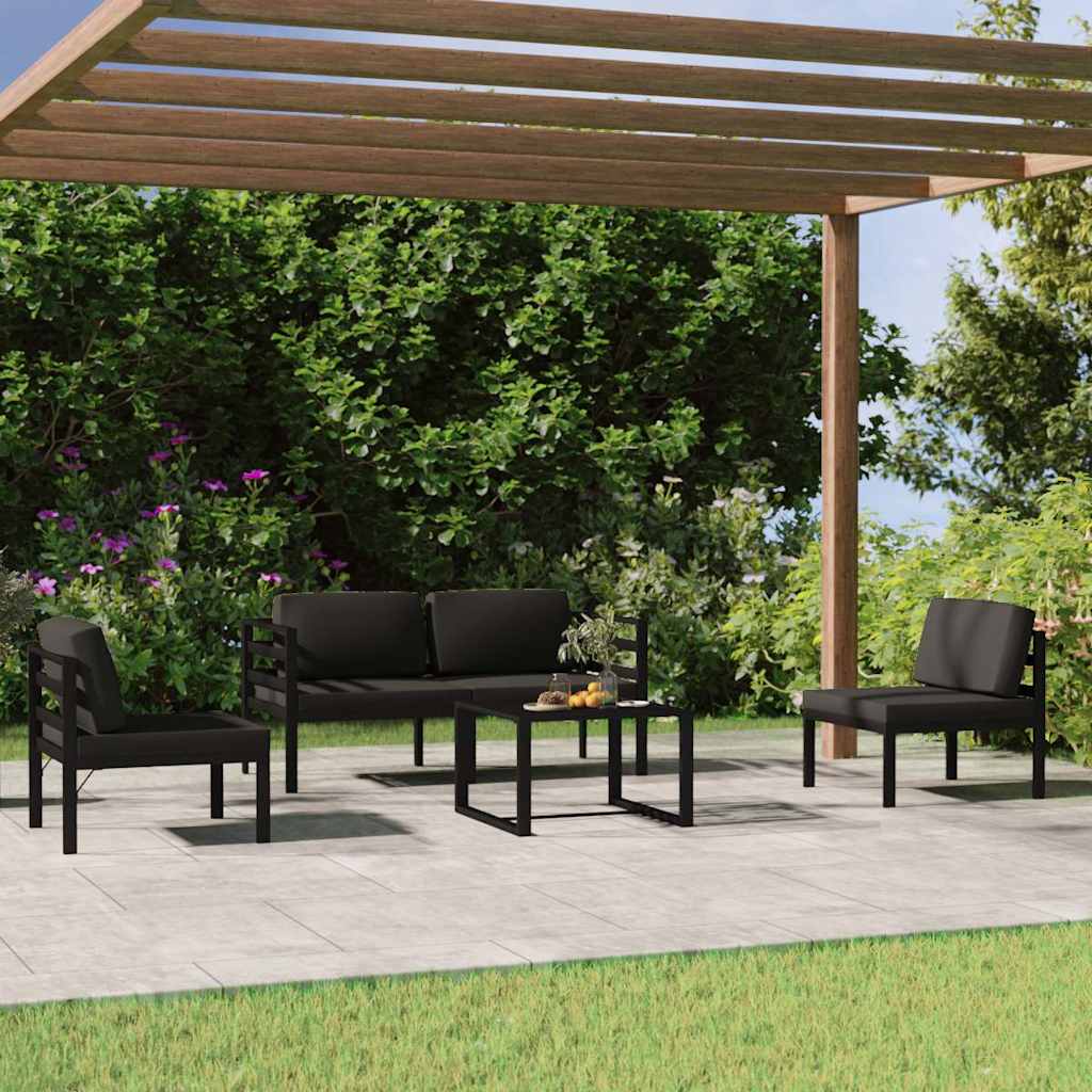 Vidaxl 5-delige loungeset met kussens aluminium antracietkleurig