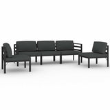 Vidaxl 5-delige loungeset met kussens aluminium antracietkleurig