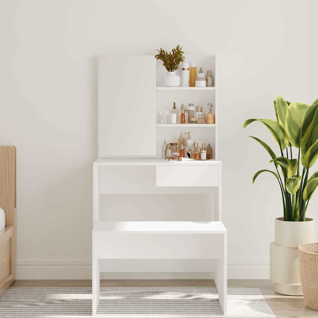 Vidaxl kaptafel met spiegel 74,5x40x141 cm wit