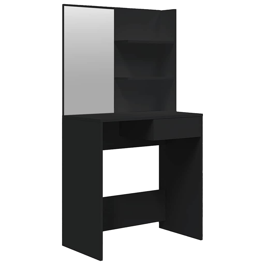 Vidaxl kaptafel met spiegel 74,5x40x141 cm zwart