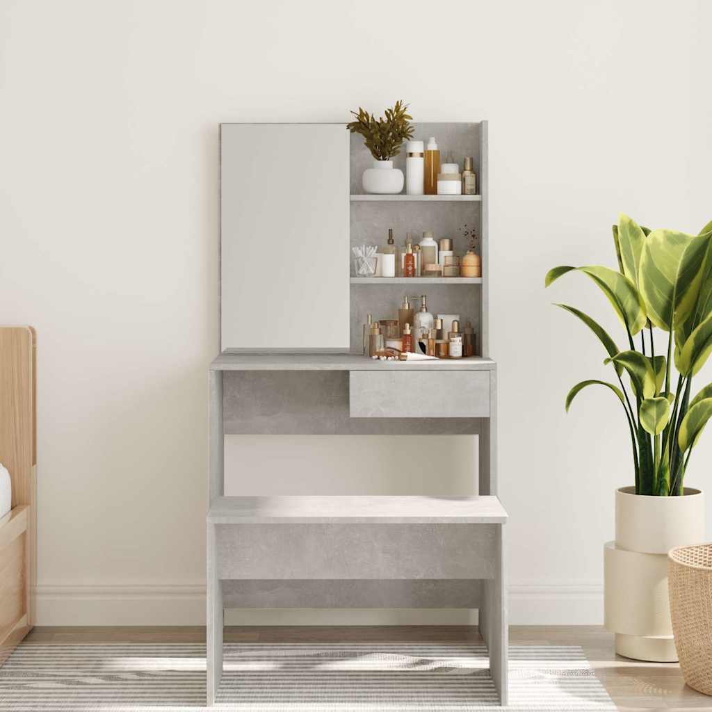 Vidaxl kaptafel met spiegel 74,5x40x141 cm betongrijs