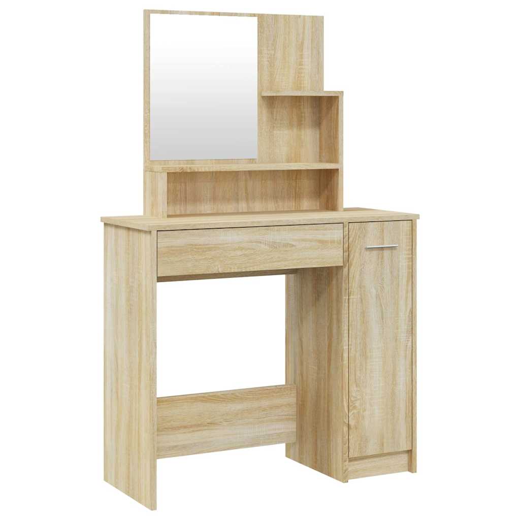 Vidaxl kaptafel met spiegel 86,5x35x136 cm sonoma eikenkleurig