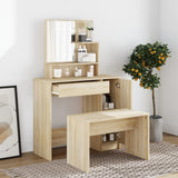 Vidaxl kaptafel met spiegel 86,5x35x136 cm sonoma eikenkleurig