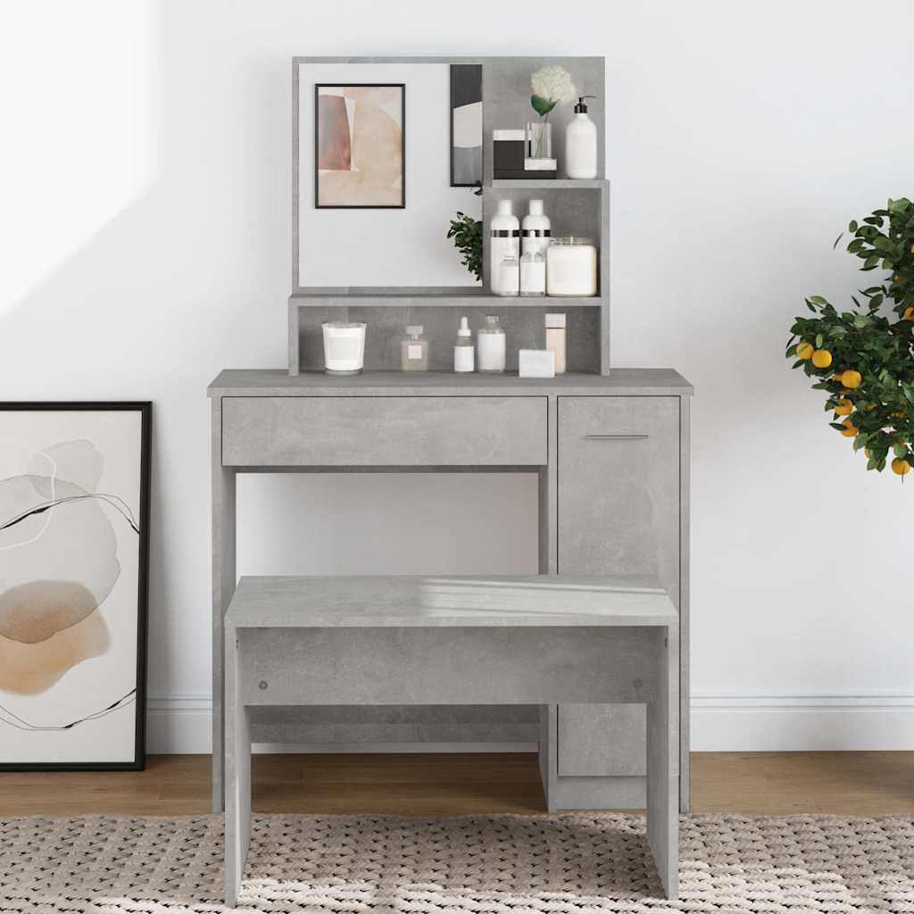 Vidaxl kaptafel met spiegel 86,5x35x136 cm betongrijs
