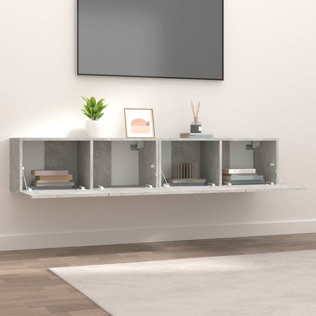 Vidaxl tv-meubels 2 st 80x30x30 cm bewerkt hout betongrijs