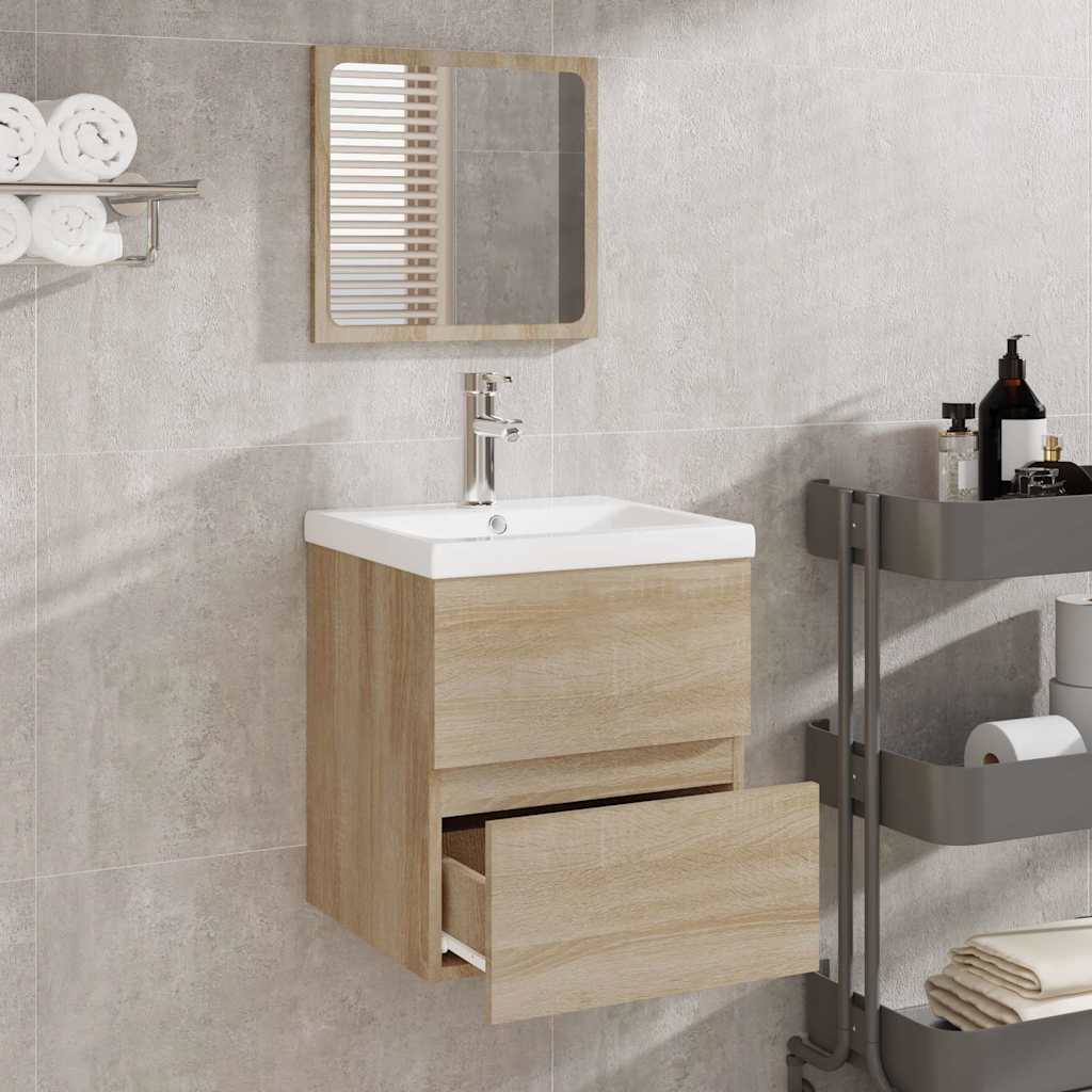 Vidaxl badkamerkast met spiegel bewerkt hout sonoma eikenkleurig