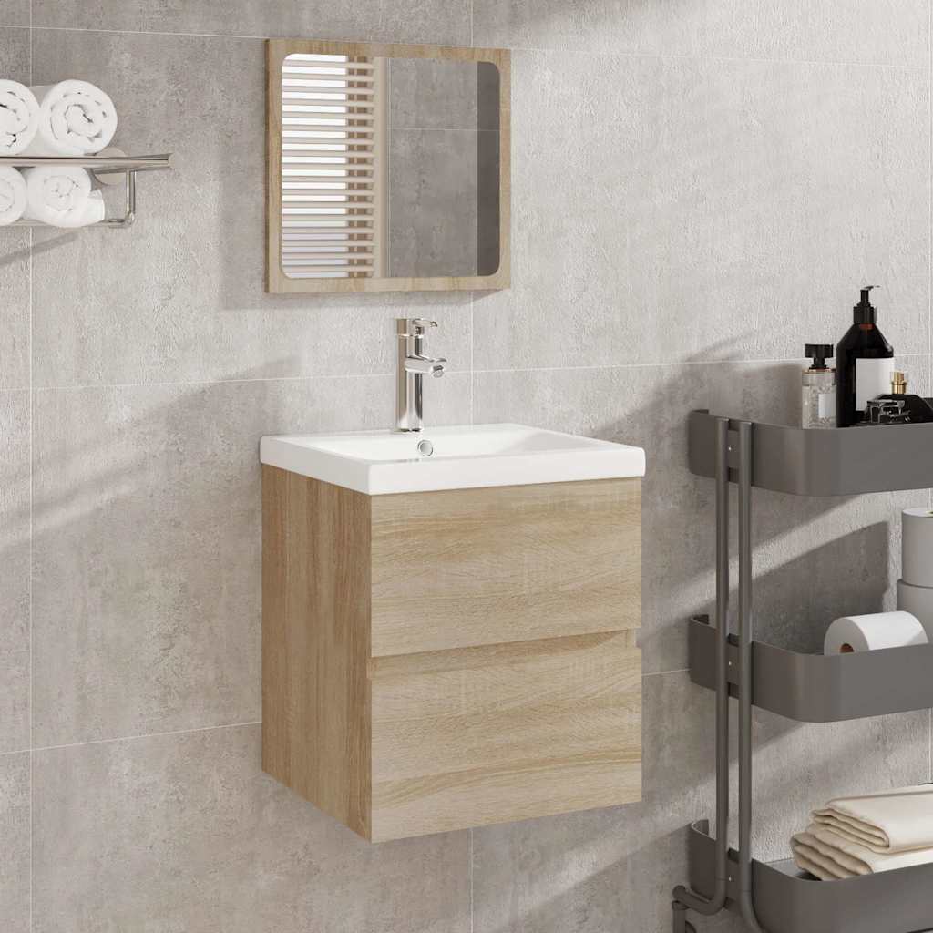 Vidaxl badkamerkast met spiegel bewerkt hout sonoma eikenkleurig