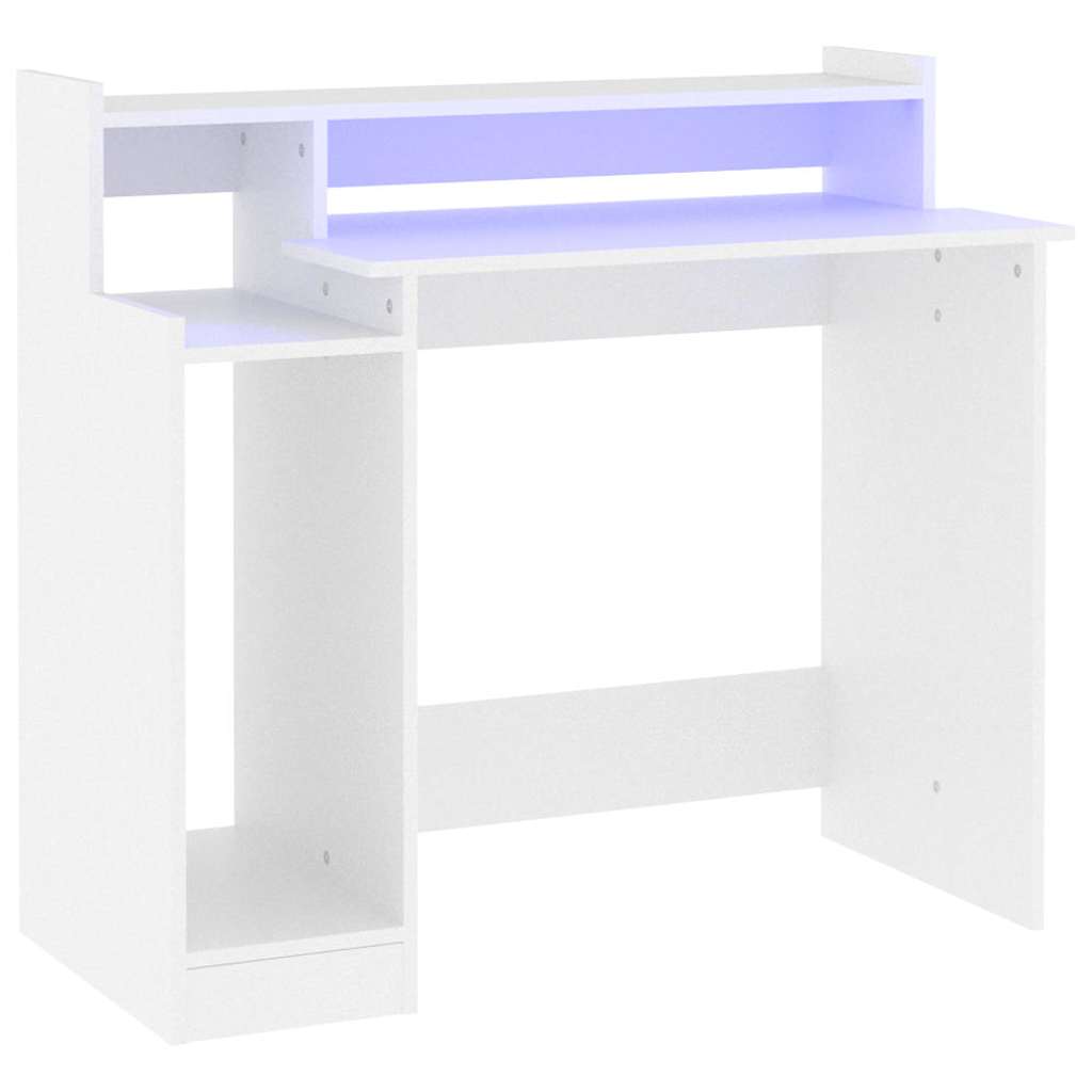 Vidaxl bureau met led-verlichting 97x45x90 cm bewerkt hout wit
