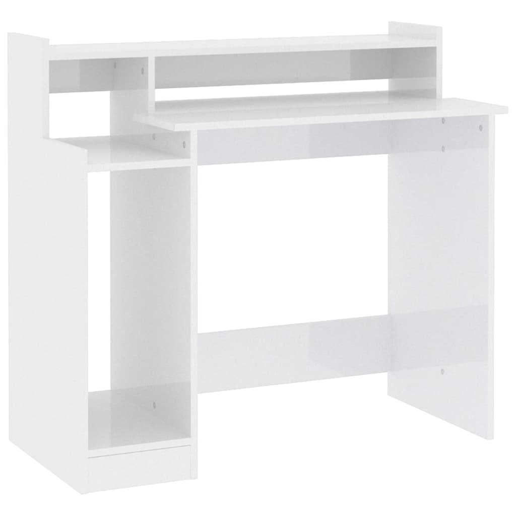 Vidaxl bureau met led-verlichting 97x45x90 cm hout hoogglans wit