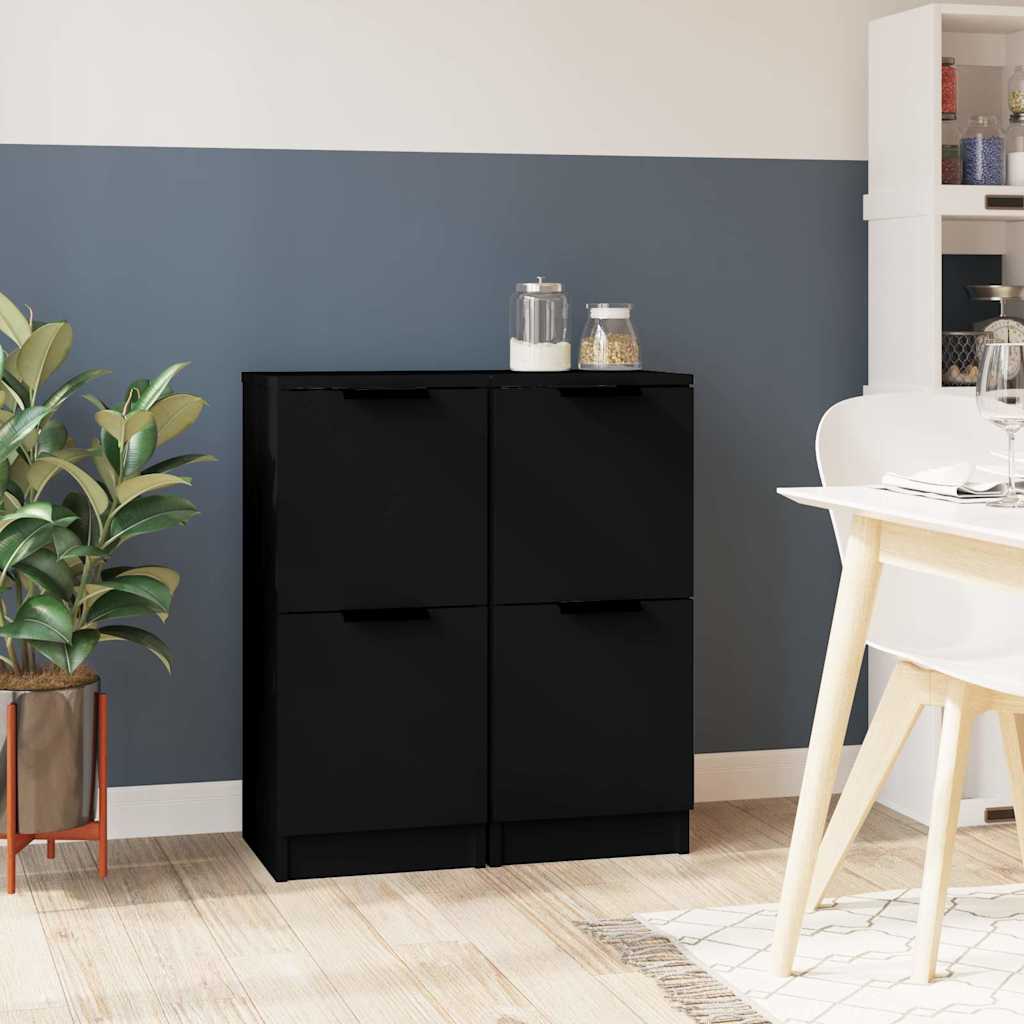 Vidaxl dressoirs 2 st 30x30x70 cm bewerkt hout zwart