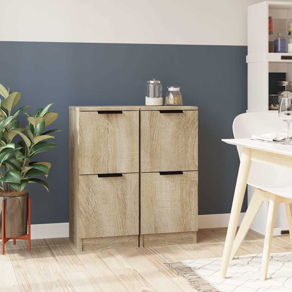 Vidaxl dressoirs 2 st 30x30x70 cm bewerkt hout sonoma eikenkleurig