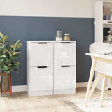 Vidaxl dressoirs 2 st 30x30x70 cm bewerkt hout hoogglans wit
