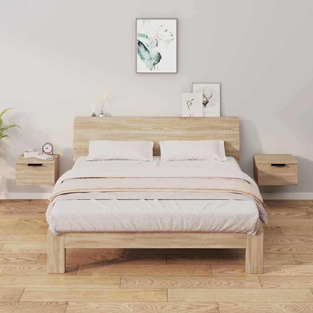 Vidaxl nachtkastjes 2 st wandgemonteerd 34x30x20 cm sonoma eikenkleur