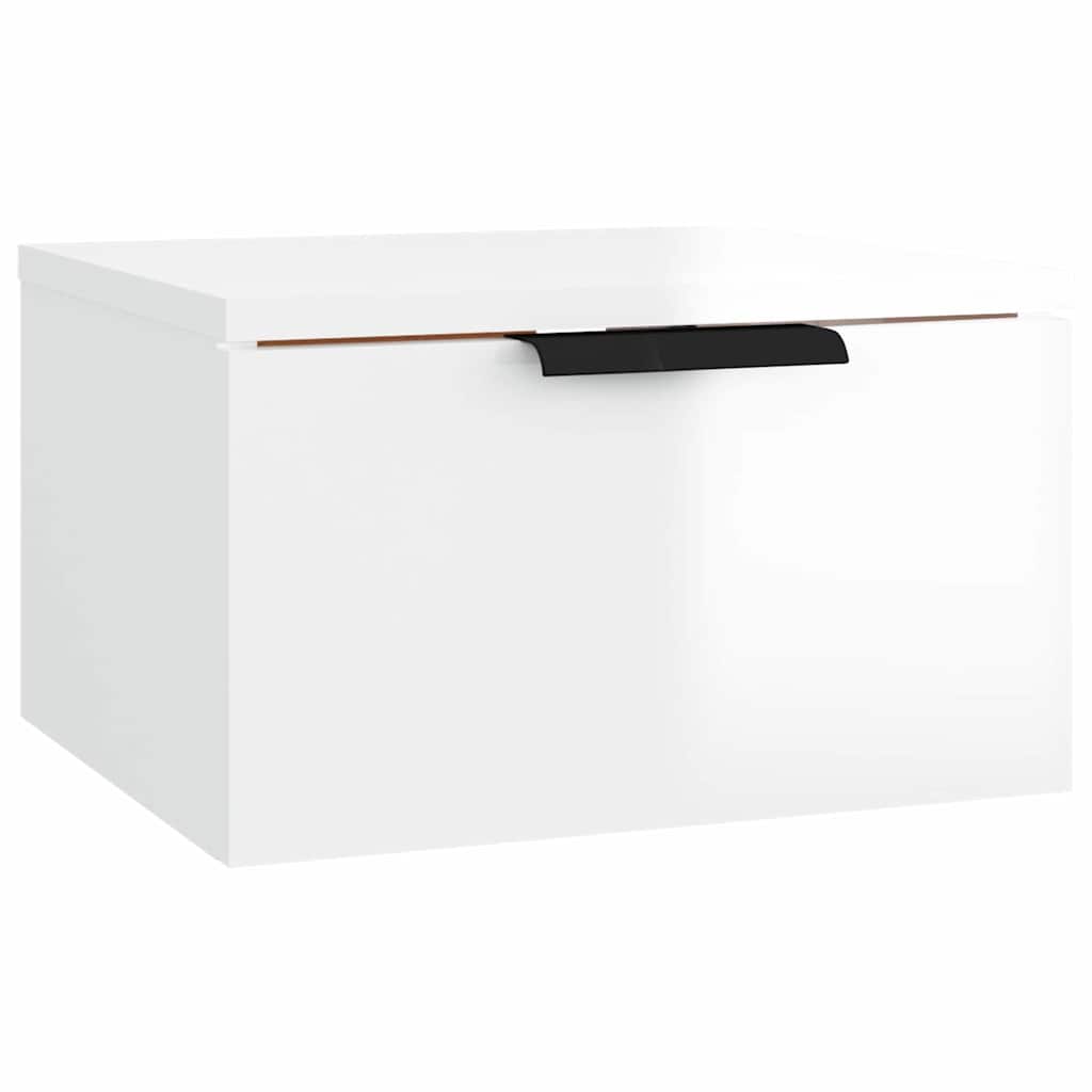 Vidaxl nachtkastje wandgemonteerd 34x30x20 cm hoogglans wit