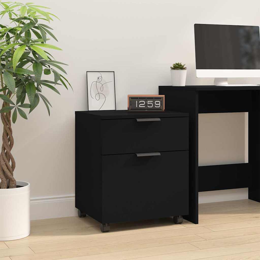 Vidaxl dossierkast verrijdbaar 45x38x54 cm bewerkt hout zwart