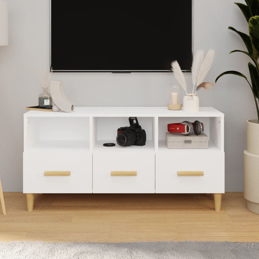 Vidaxl tv-meubel 102x36x50 cm bewerkt hout wit
