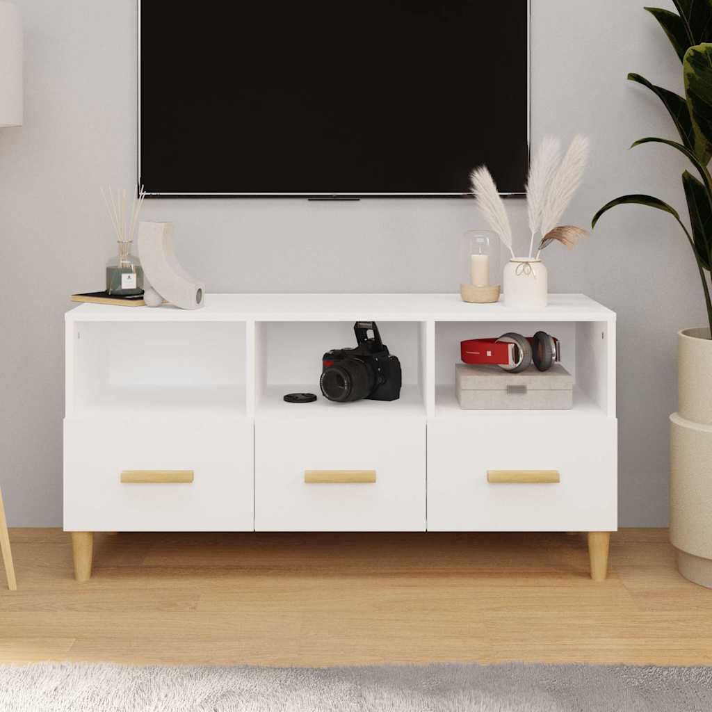 Vidaxl tv-meubel 102x36x50 cm bewerkt hout hoogglans wit