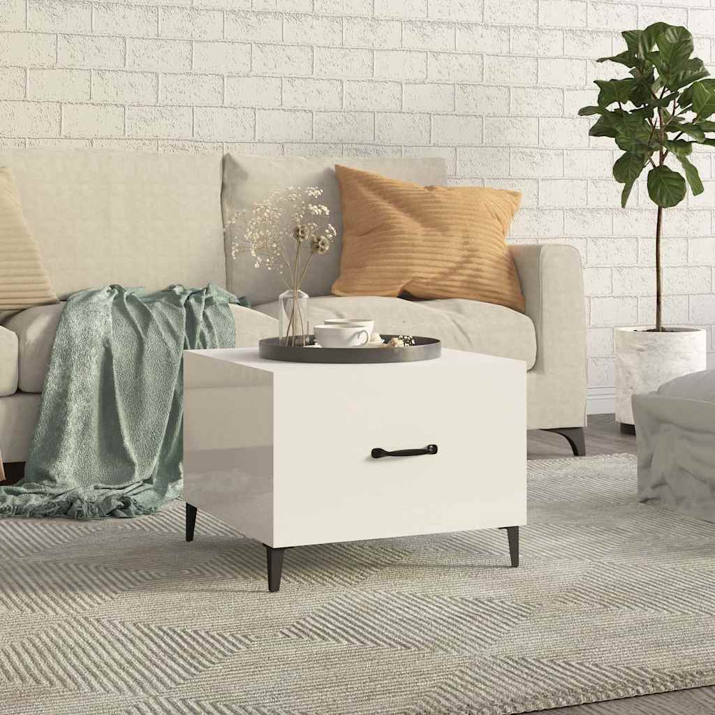 Vidaxl salontafel met metalen poten 50x50x40 cm hoogglans wit