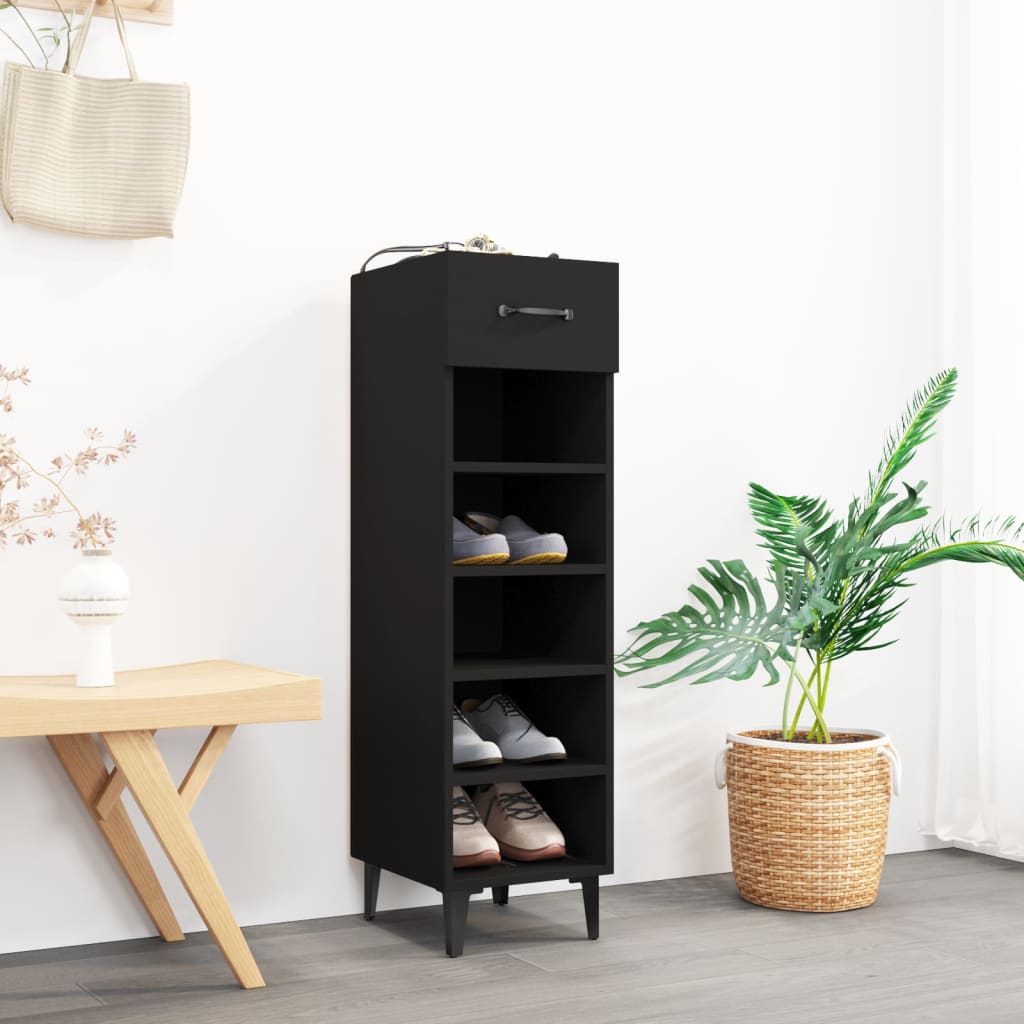 VidaXL Shoe cabinet 30x35x105 cm Properted Wood Black