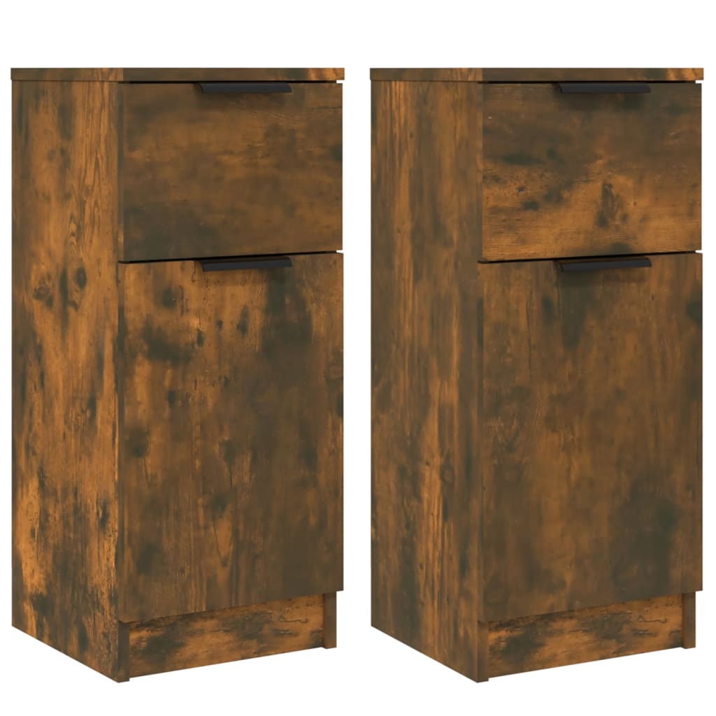 Vidaxl dressoirs 2 st 30x30x70 cm bewerkt hout gerookt eikenkleurig