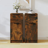 Vidaxl dressoirs 2 st 30x30x70 cm bewerkt hout gerookt eikenkleurig