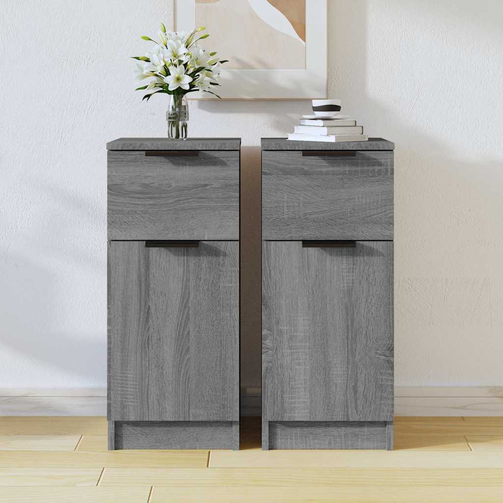 Vidaxl dressoirs 2 st 30x30x70 cm bewerkt hout grijs sonoma eikenkleur
