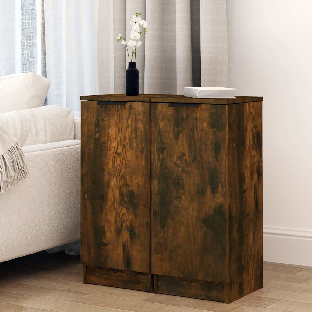 Vidaxl dressoirs 2 st 30x30x70 cm bewerkt hout gerookt eikenkleurig